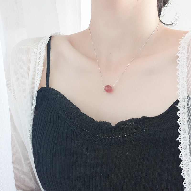 Pendentif quartz rose et argent rond