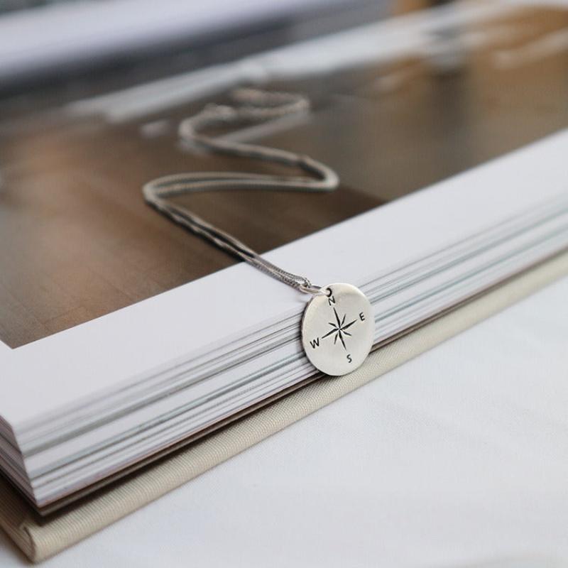 Collier Boussole en Argent Vieilli