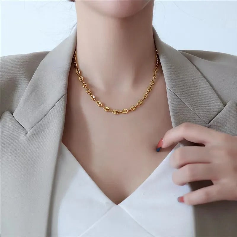 Collier grain de café doré féminin