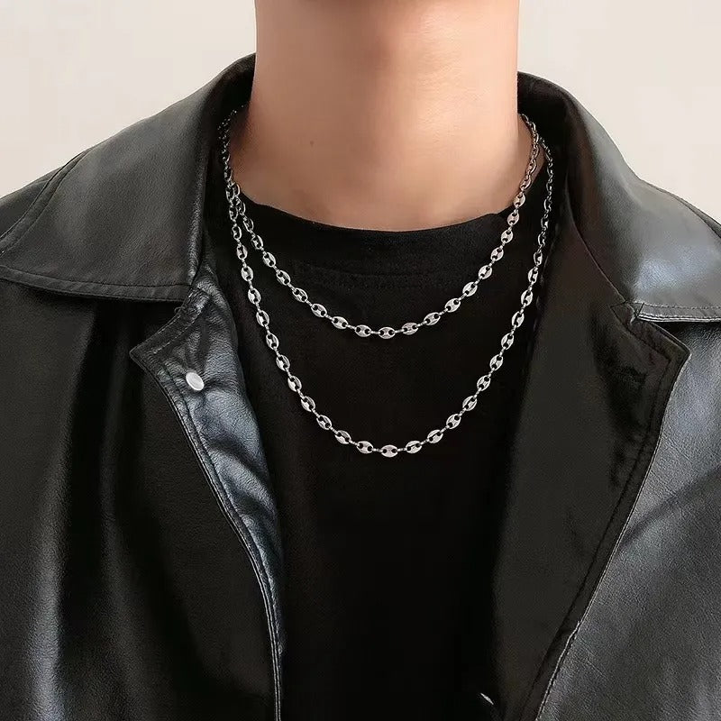 Collier grain de café argenté