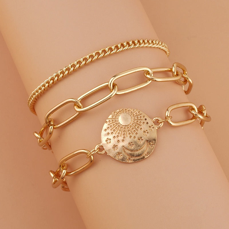 Collier lune soleil or
