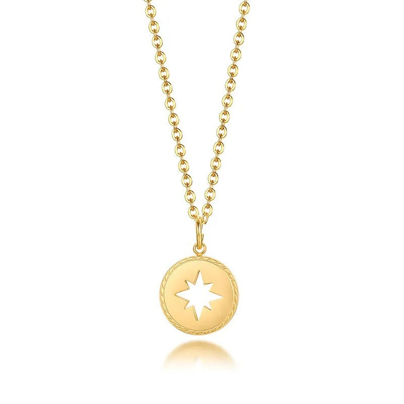 Collier boussole plaqué or