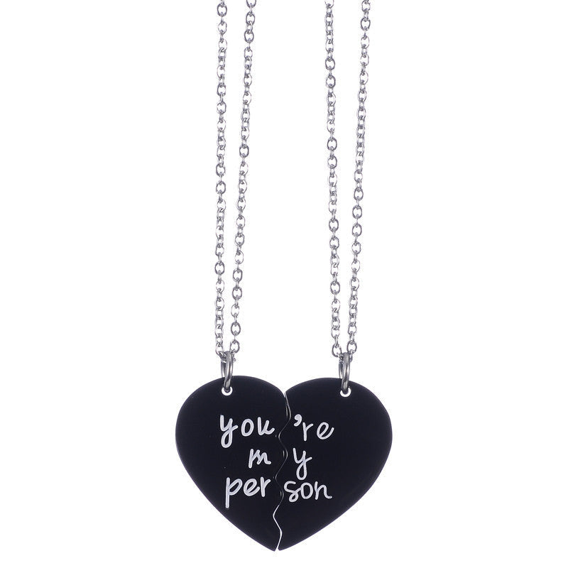 Collier cœur séparable couple
