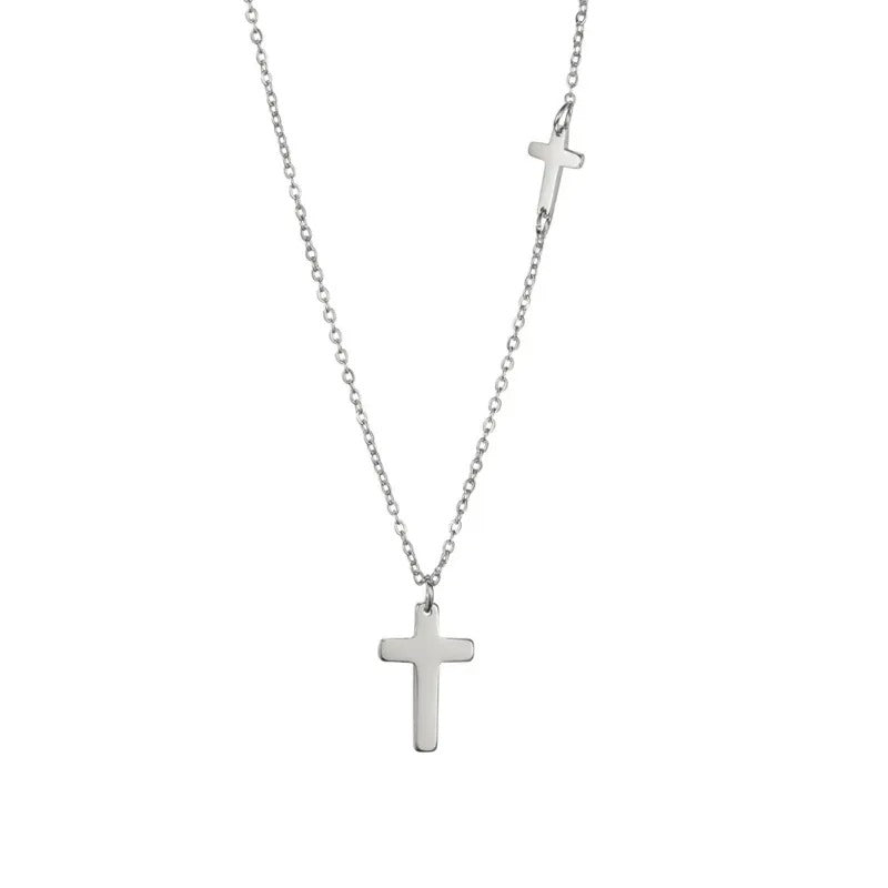 Collier croix en acier inoxydable