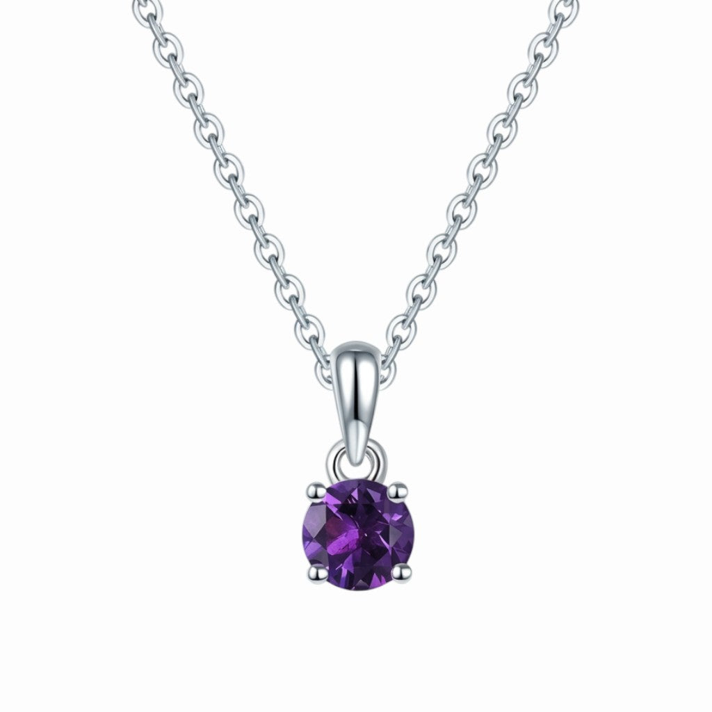 Collier Vintage En Argent Avec Pendentif Et Trois Améthystes Violettes - Bijou Ancien Et élégant