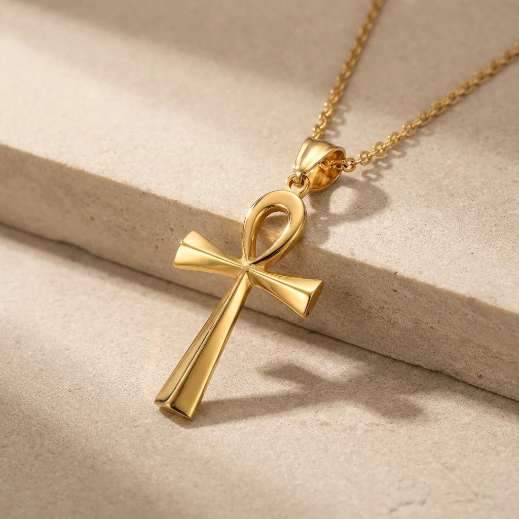 Collier croix égyptienne or