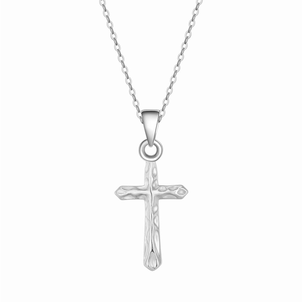Collier Croix En Argent Avec Grenat - Fermoir En Or - Occasion