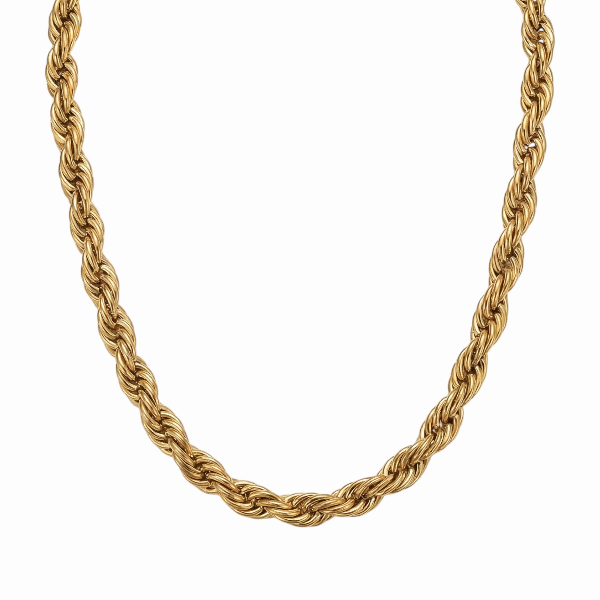 Collier Chaîne Torsadée Plaqué Or - Bijou Vintage, état Parfait, Maille Pleine