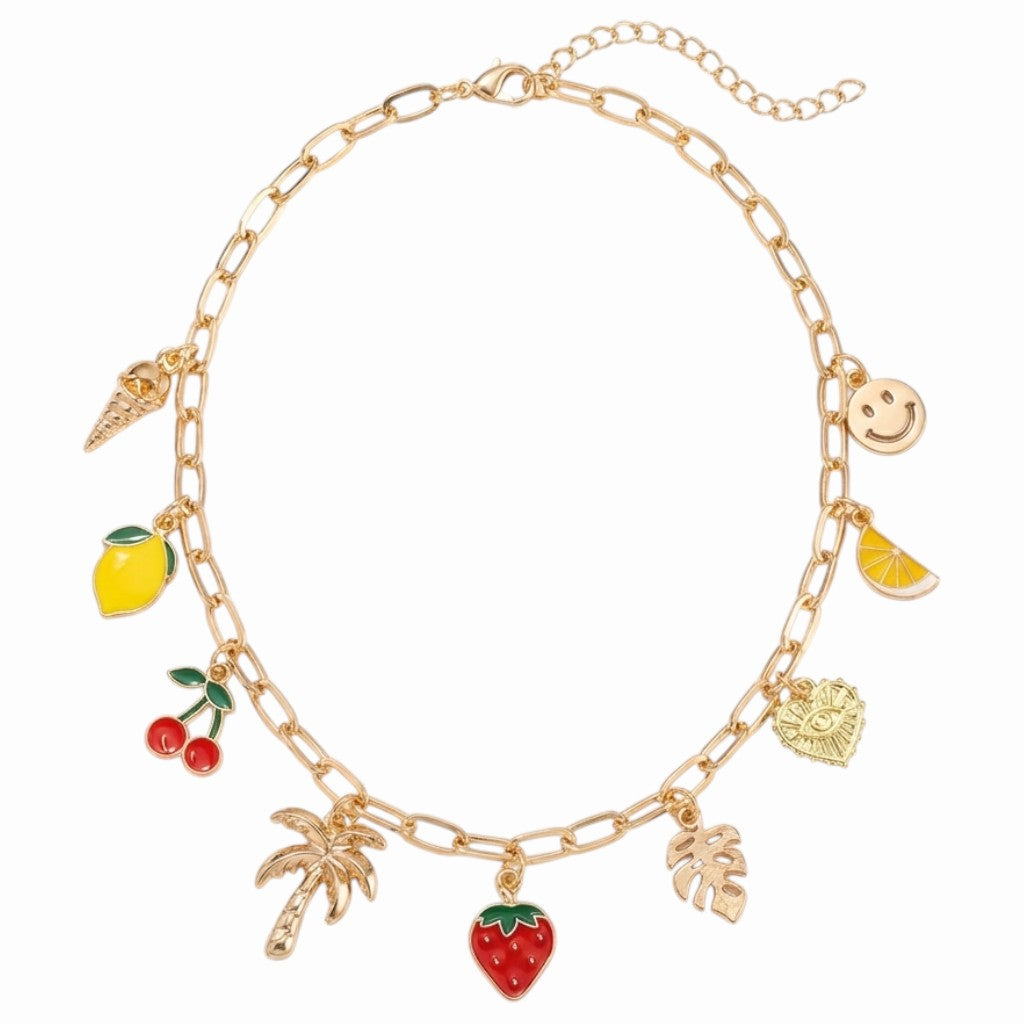 Collier pampilles doré fruits