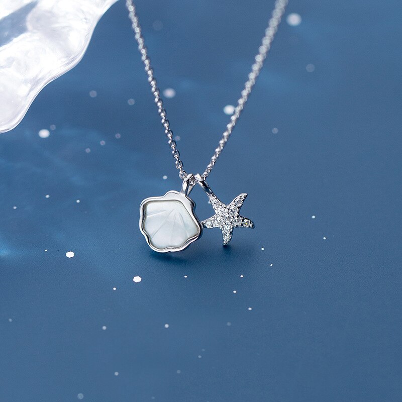 Collier Double Pendentif Coquillage Nacré et Étoile de Mer