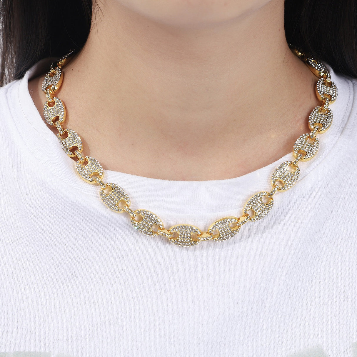 Collier Grain de Café Scintillant doré