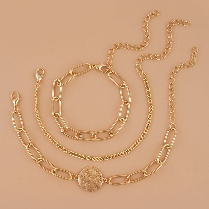 Collier lune soleil or
