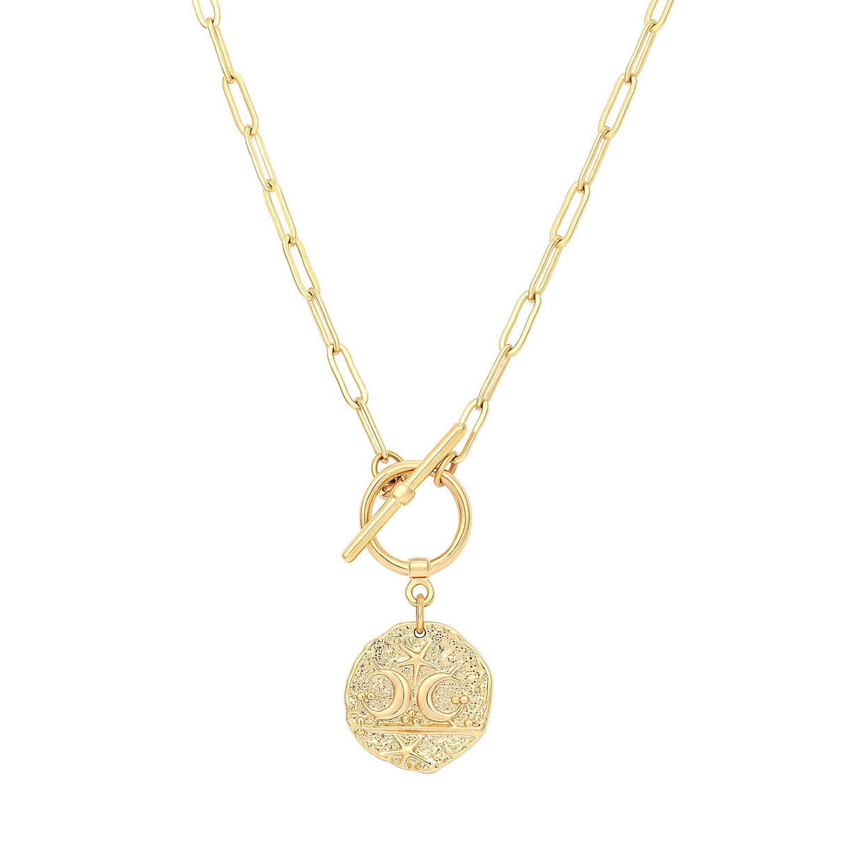 Collier médaille lune dorée