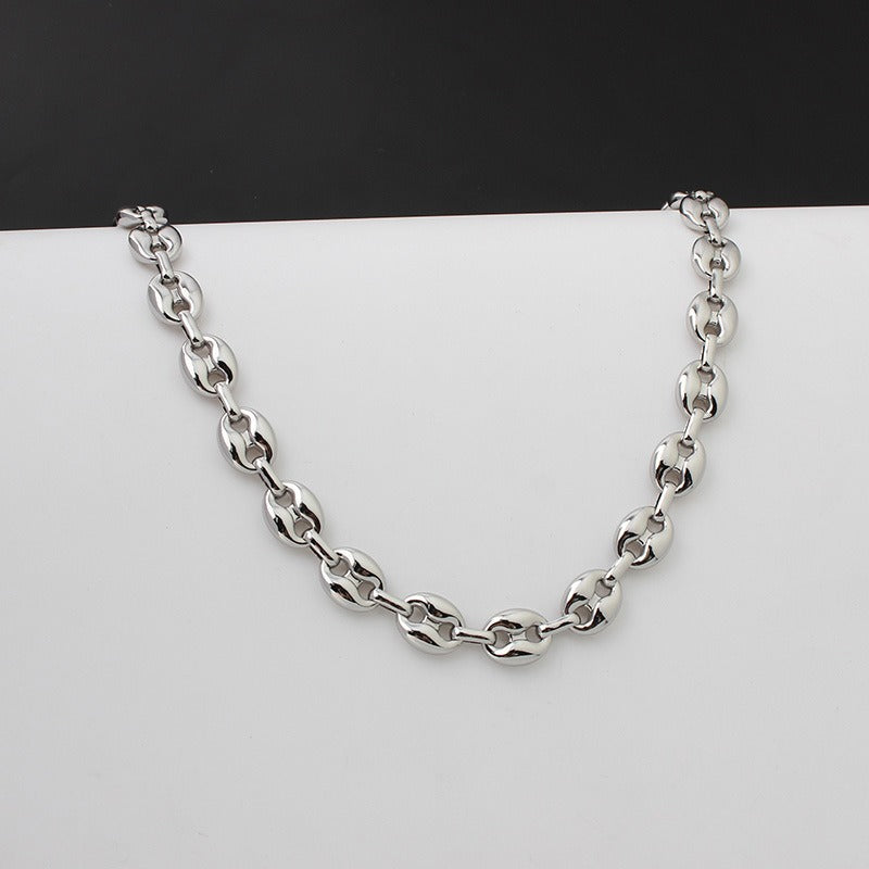 Collier grain de café argenté