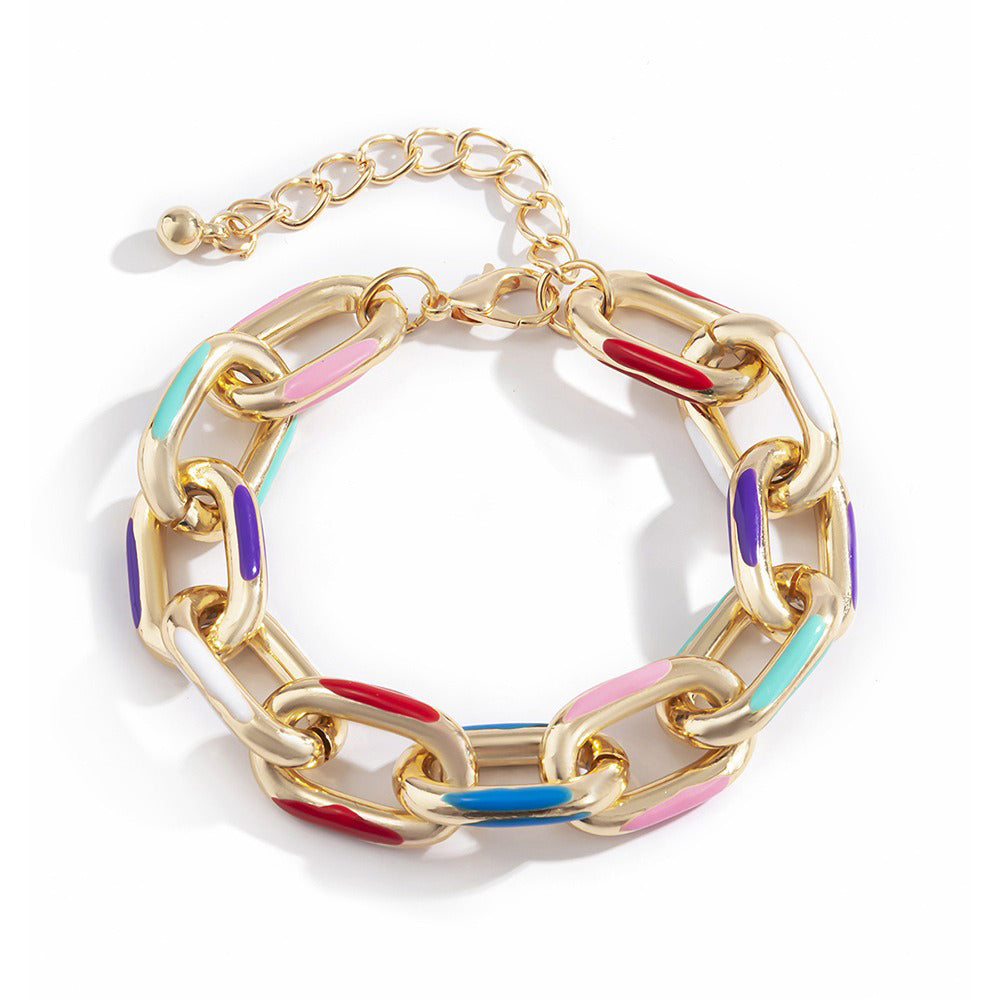Collier et bracelet maille émaillé coloré