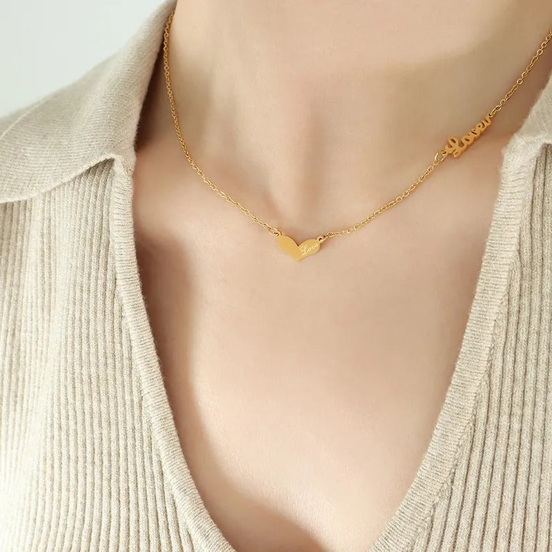 Collier cœur gravé doré