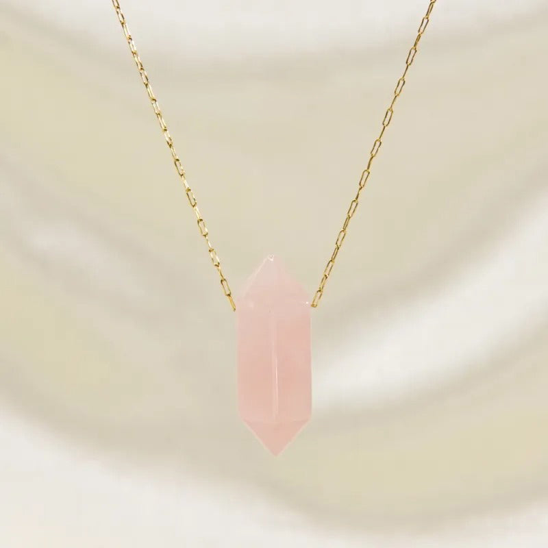Pendentif quartz rose brut