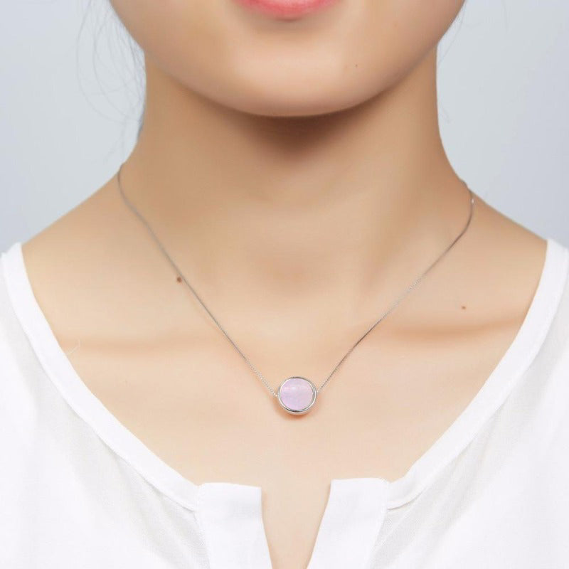 Pendentif Quartz Rose Argent