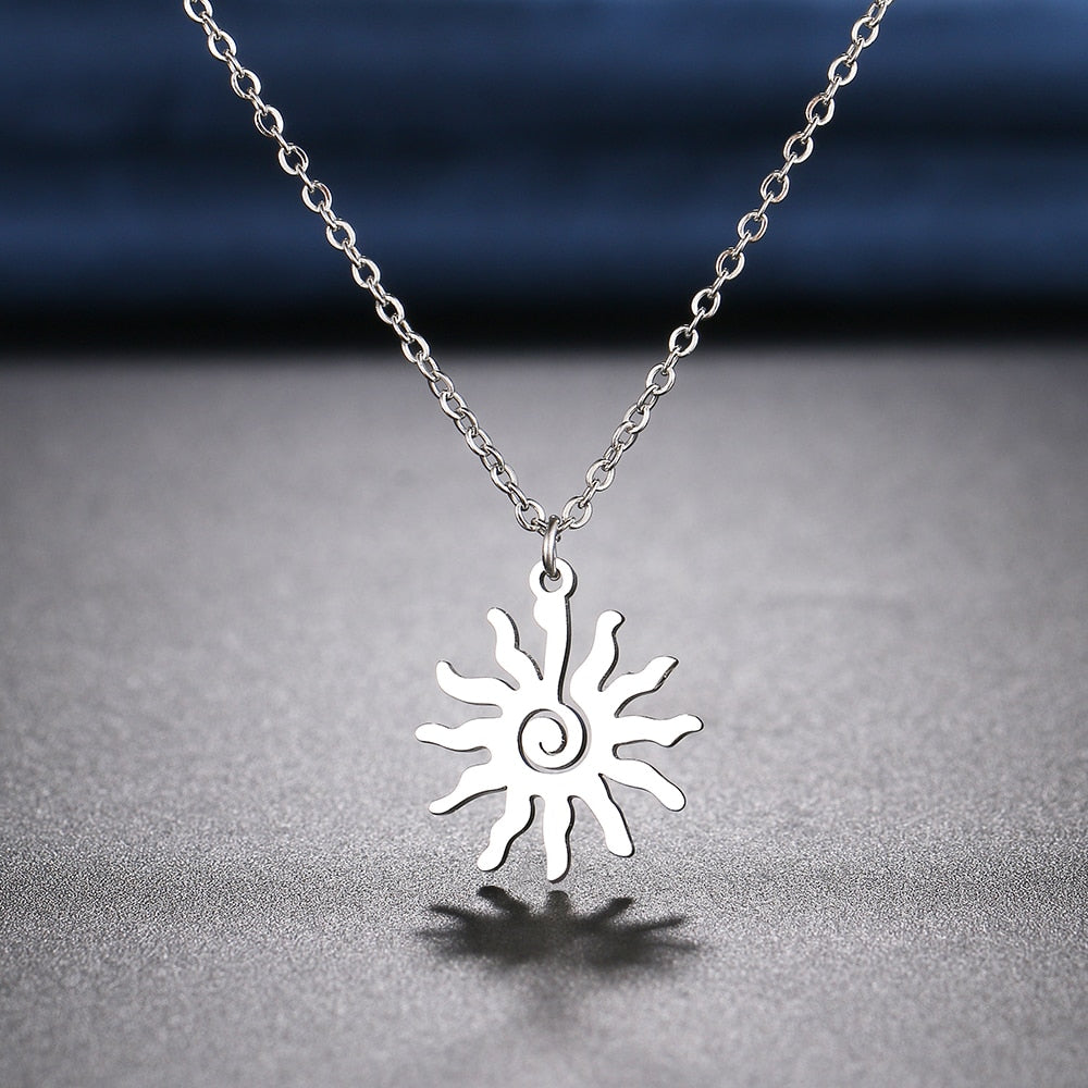 Collier soleil femme argent