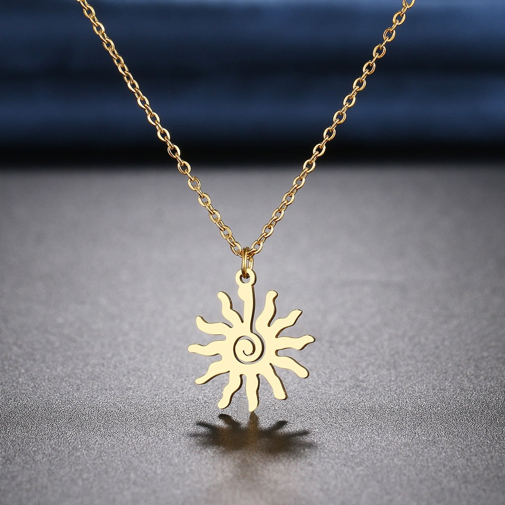 Collier soleil femme or