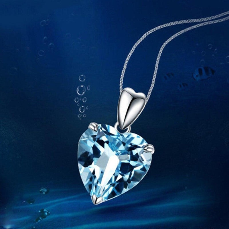 Collier aigue marine cœur