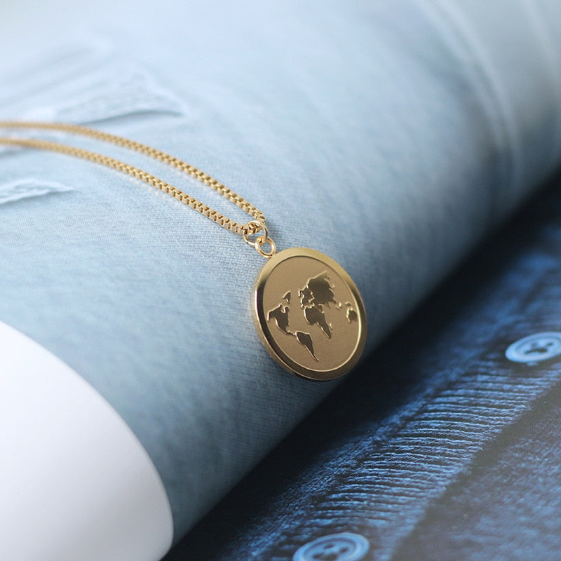 Pendentif Carte du Monde Or
