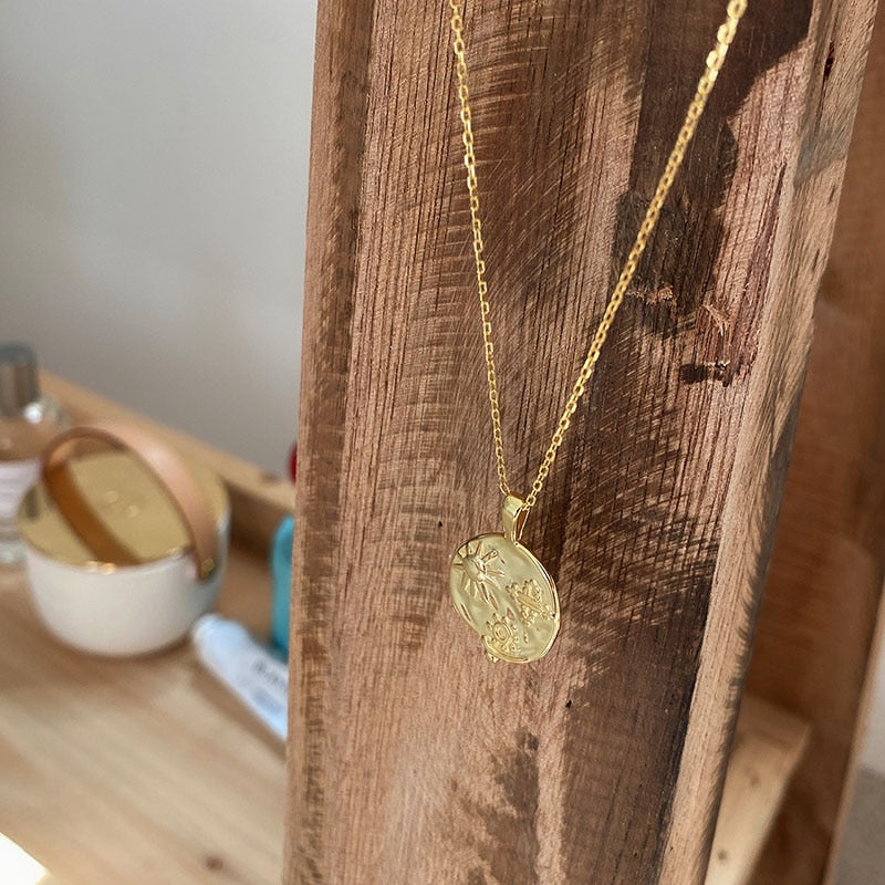 Collier soleil plaqué or