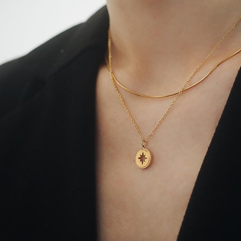 Pendentif Boussole Plaqué Or