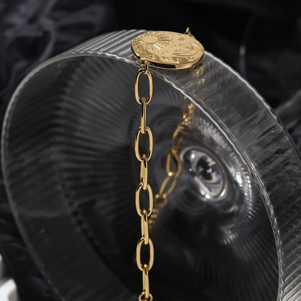 Collier lune soleil or
