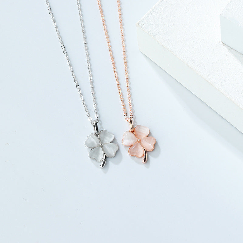 collier trèfle nacre argent