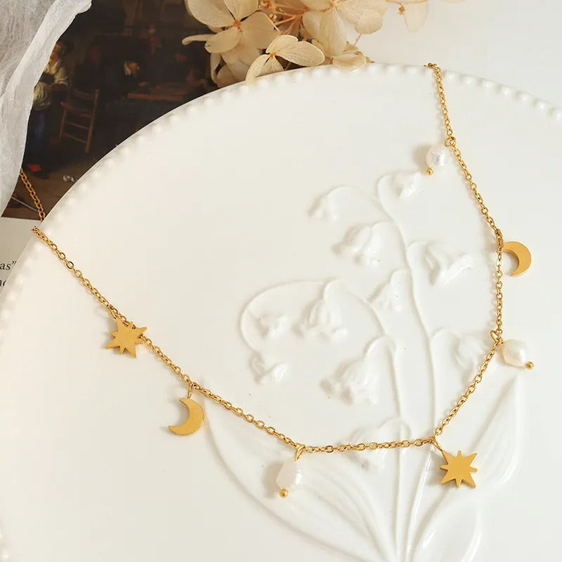 Collier lune et étoiles