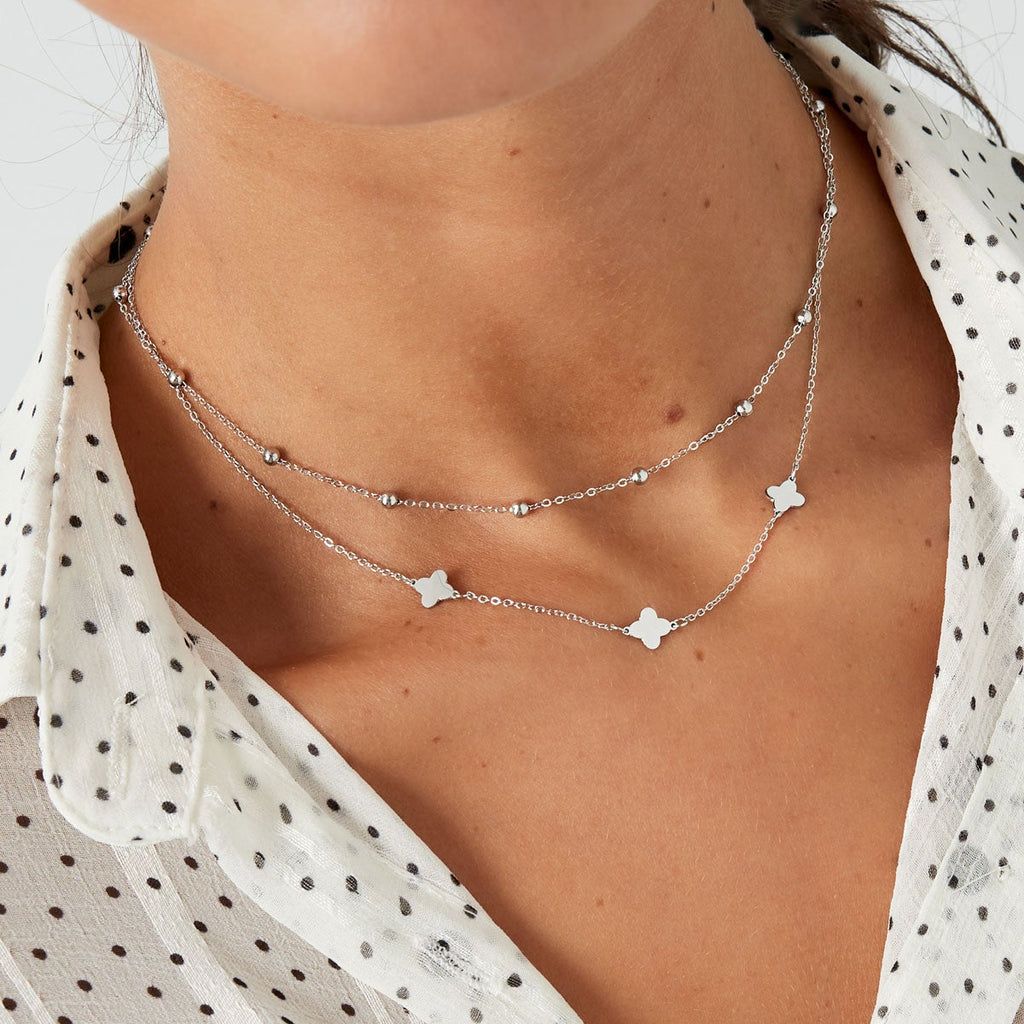 collier double trèfle/boules