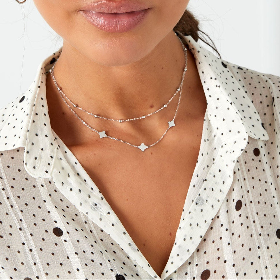 collier double trèfle/boules