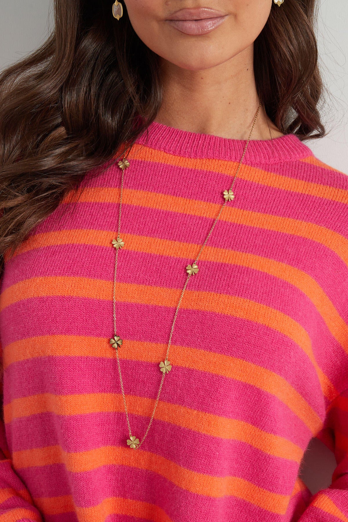 Collier long trèfle - doré
