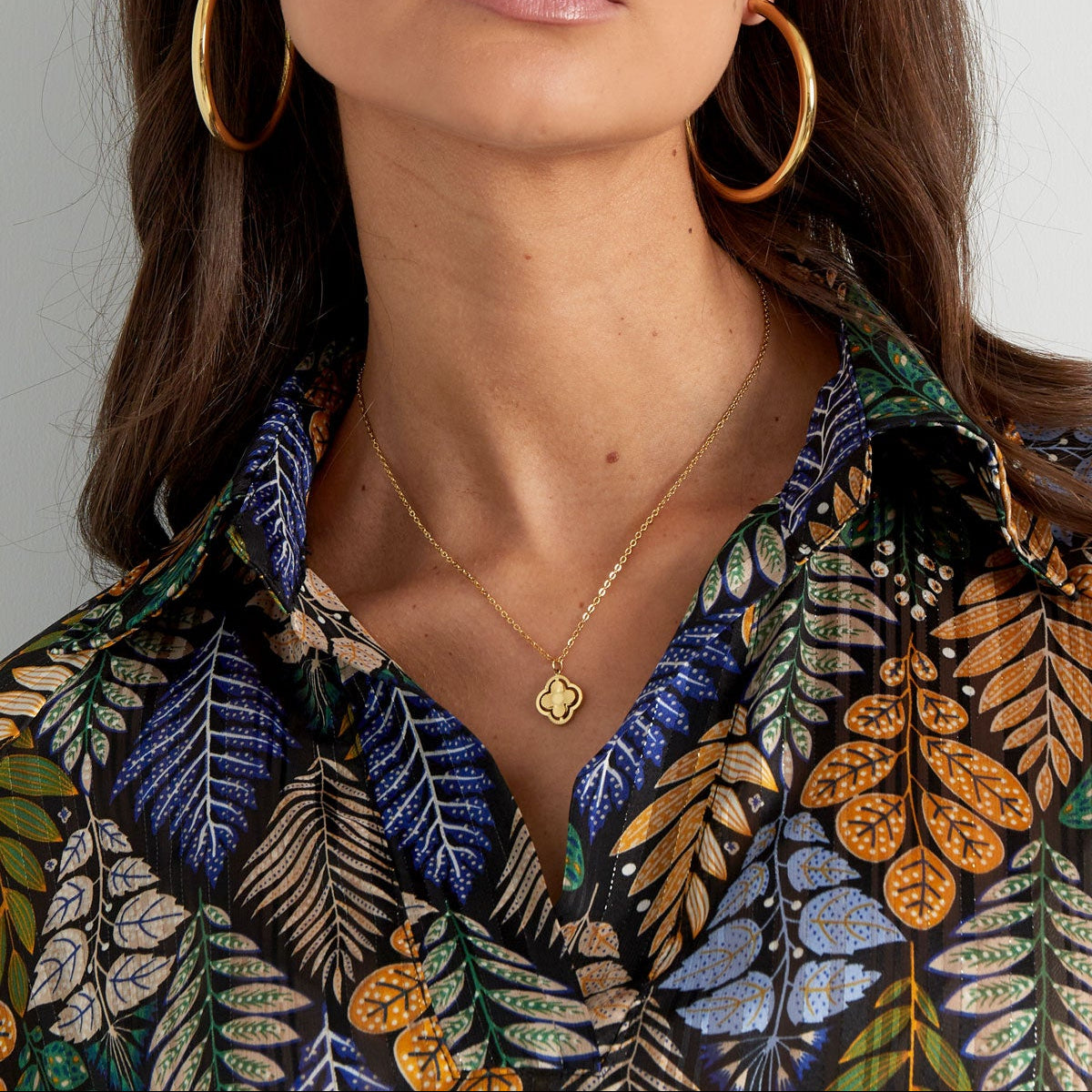 Collier double trèfle - doré