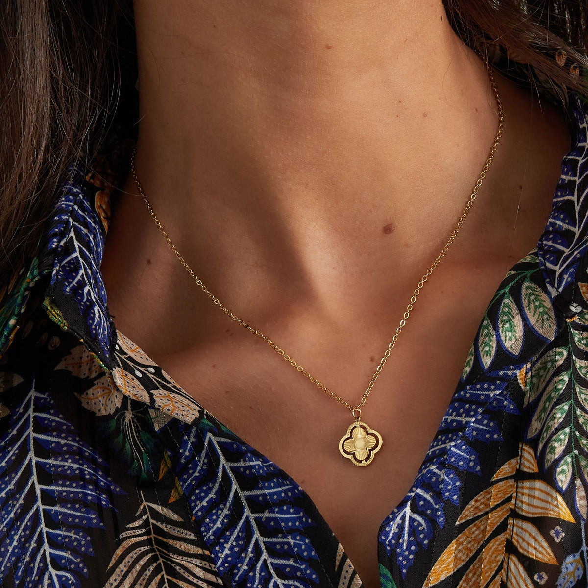 Collier double trèfle - doré