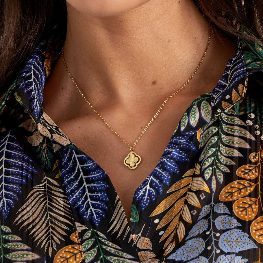 Collier double trèfle - doré