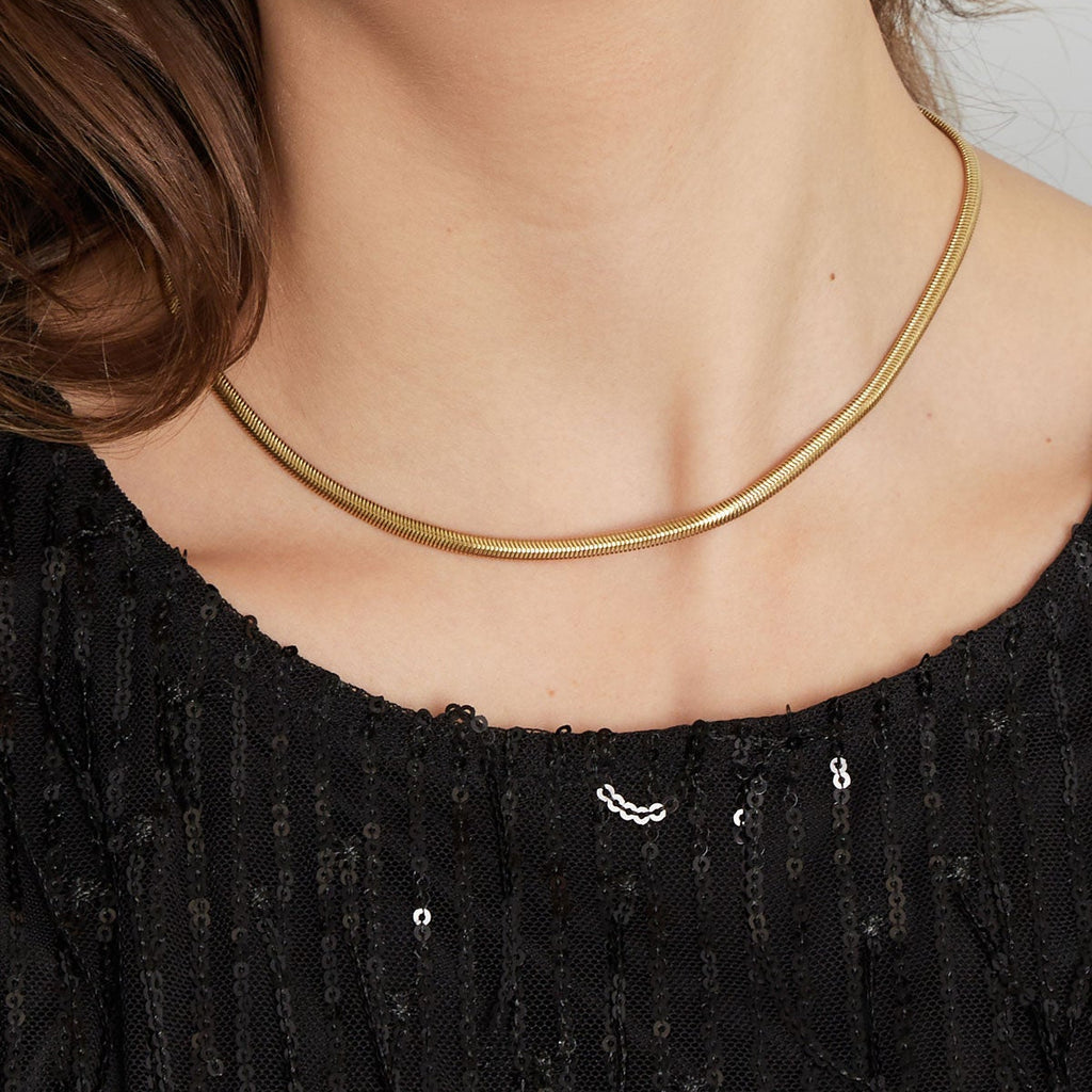 Collier plat avec imprimé - doré-4.0MM