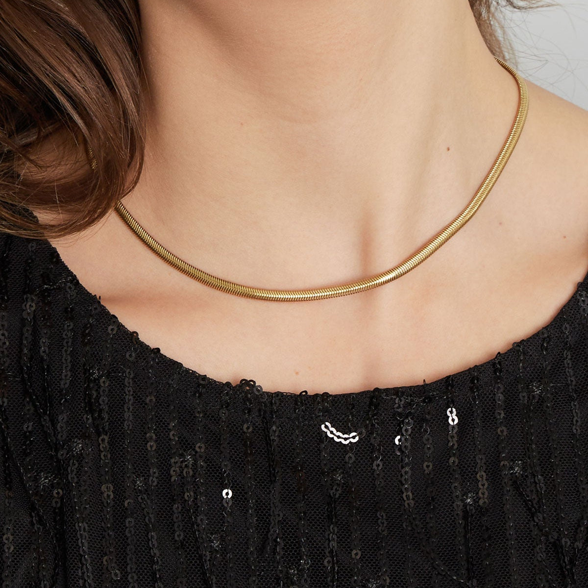 Collier plat avec imprimé - doré-4.0MM