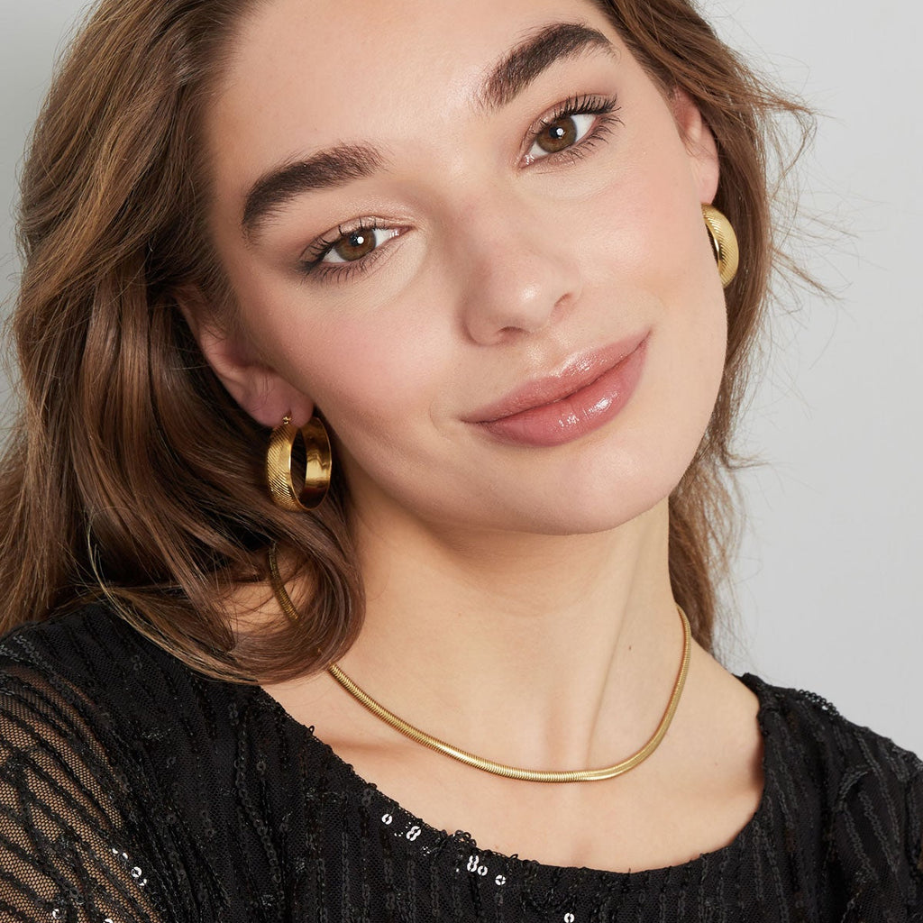Collier plat avec imprimé - doré-4.0MM