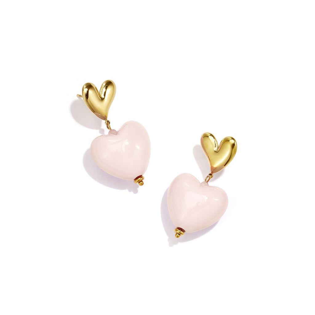 Boucles d'oreilles pendantes en acier inoxydable en forme de cœur, collection romantique décontractée pour le quotidien, bijoux pour femmes