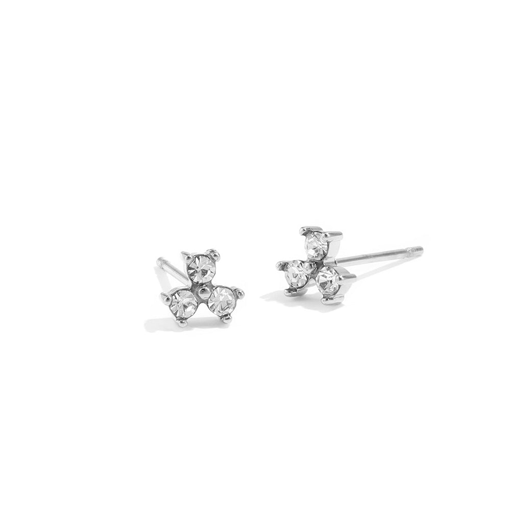 Boucles d'oreilles fines ornées de 3 pierres