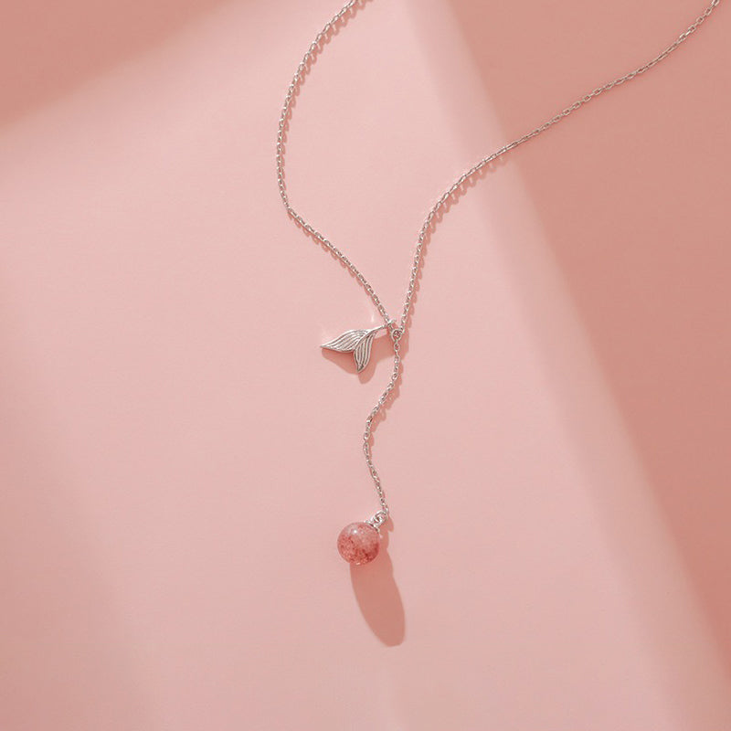 Collier quartz rose et sirène