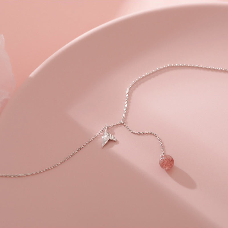 Collier quartz rose et sirène