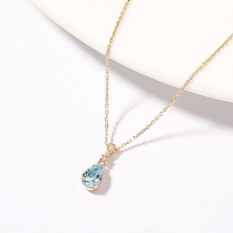 Collier Aigue Marine Goutte Bleu