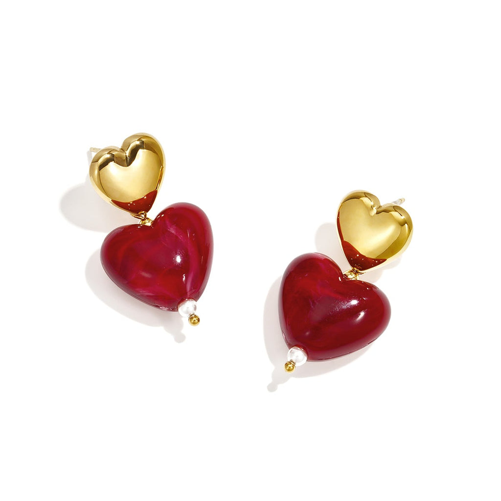 Boucles d'oreilles pendantes en acier inoxydable en forme de cœur, collection Daily Simple, bijoux pour femmes