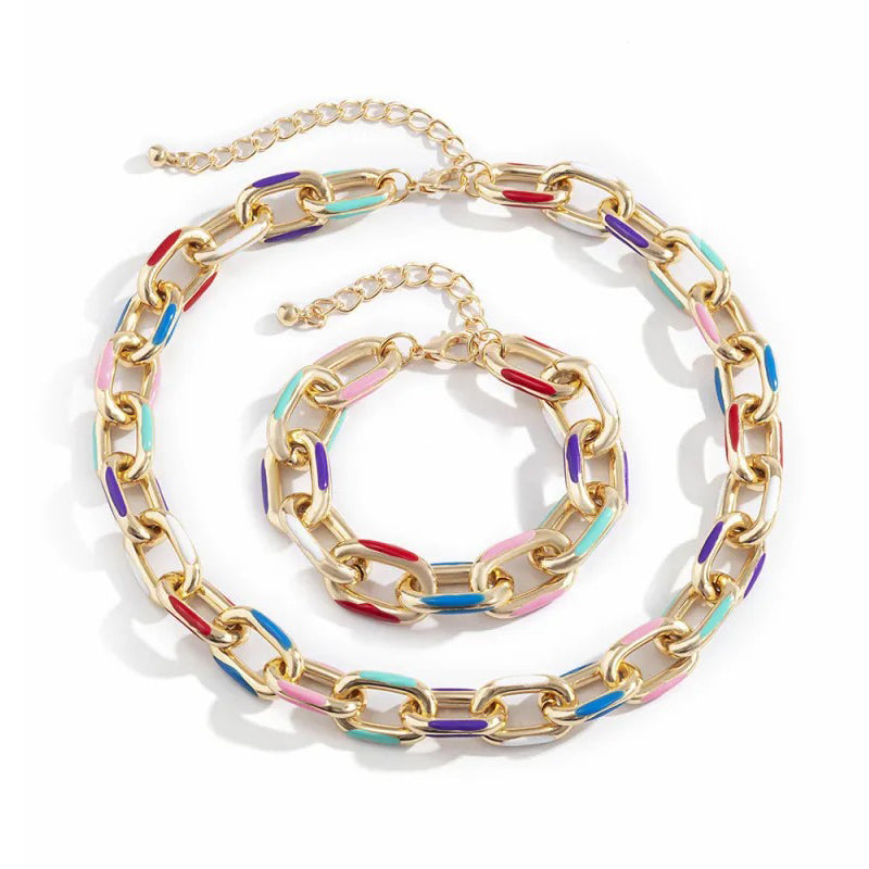 Collier grosse maille colorée