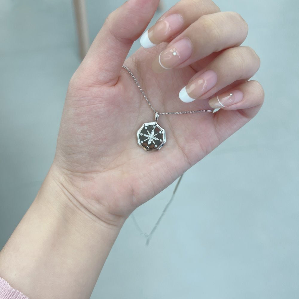 Pendentif boussole argent 925 moderne