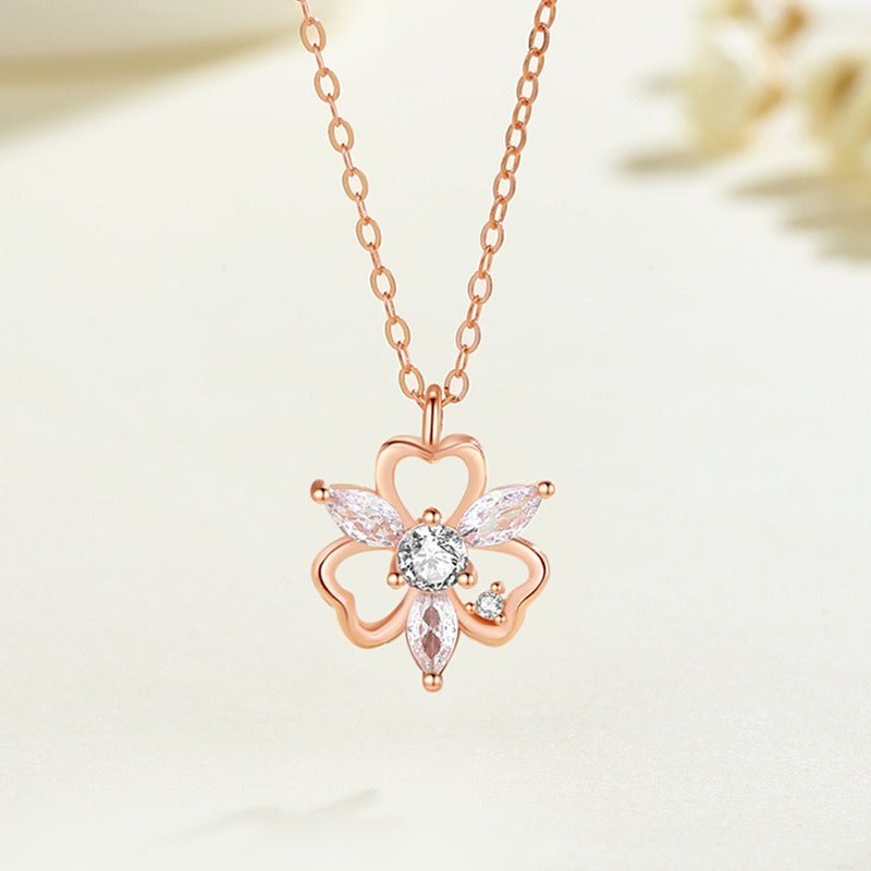 Collier trèfle argent rose gold