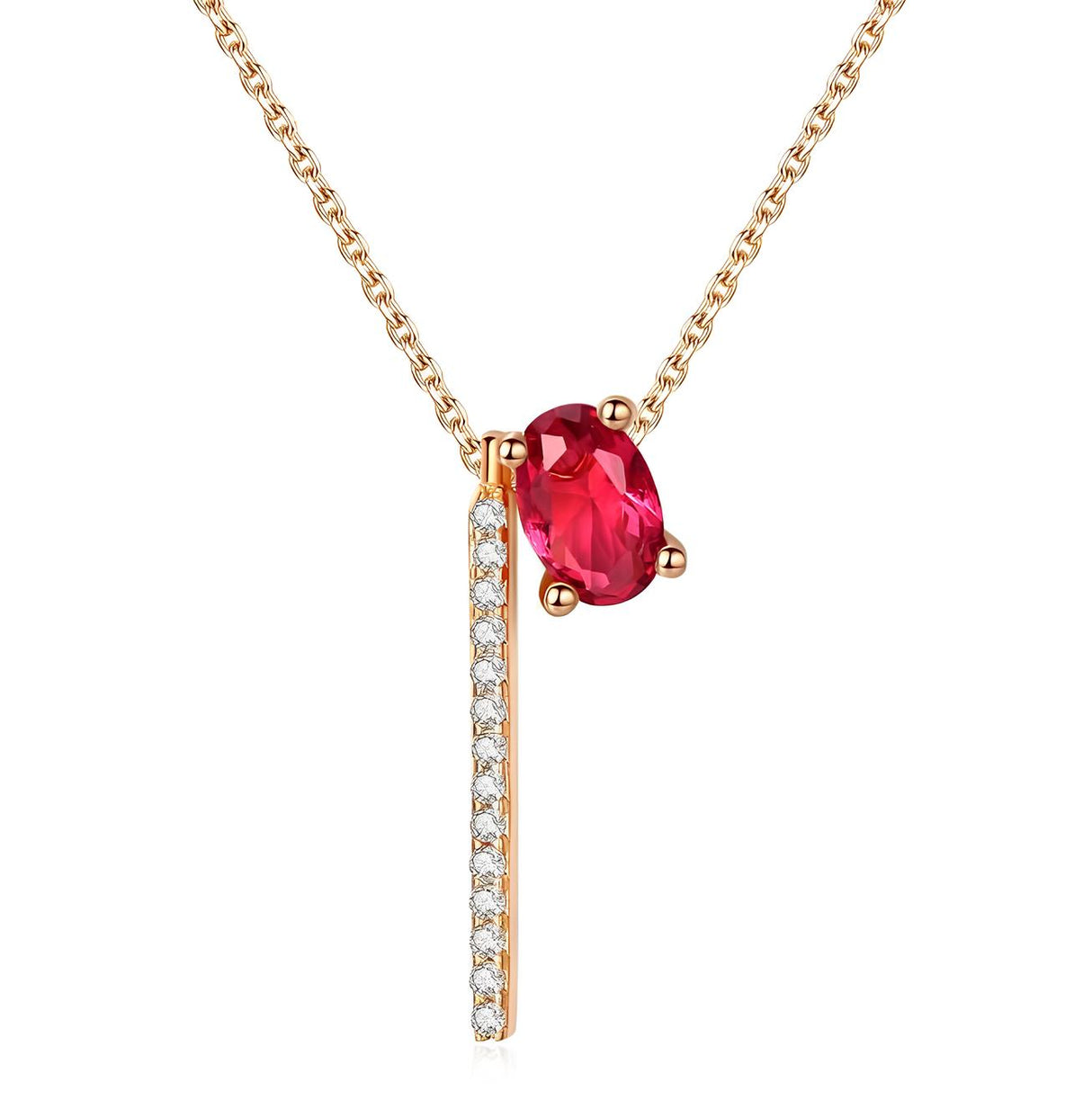 Collier pierre rouge doré